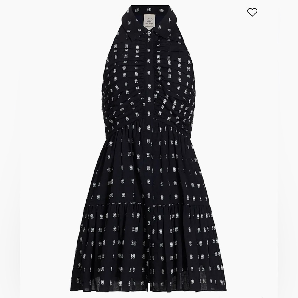 Cinq à Sept Beryl Ruched Halter Dress Black White Cotton Size 4 Tous Les Jours